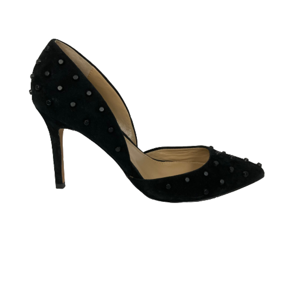 G.I.L.I Jillee Pumps Womens Sz 9 Black Studded Slip On Stiletto D'Orsay Heels